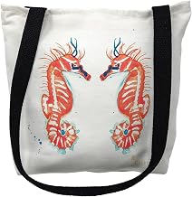 Betsy Drake TY100S 13 x 13 in. Coral Sea Horses Small Tote Bag Black