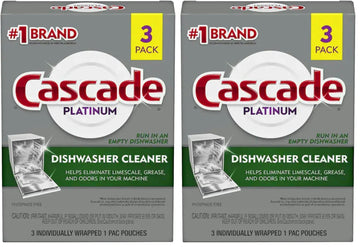 Platinum Dishwasher Cleaner by Cascade – 3 Count (Pack of 2), Pack of 2, Model 10037000592836