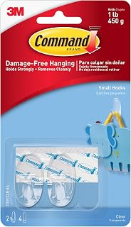 Command Small Clear Oval Hooks, Indoor Use, 2-Hooks, 4-Strips, Decorate Damage-Free