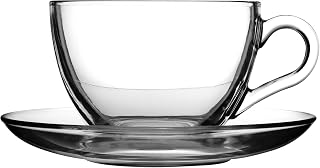 Pasabahce Premium Modern Turkish Tea Glasses & Saucers Set,12 Piece Coffee Mugs Set, Drinking Glasses For Latte, Cappuccino, Mocha, Hot Chocolate, Juice and Hot or Iced Beverage