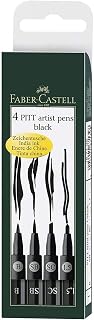 Faber-Castell Wallet of 4 PITT Artist Pens - Black (199)