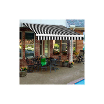 Retractable Awning Manual 18'W x 10'D x 10" H Black White by Awntech – Aluminum, Black/white, Model MM18-14-KW