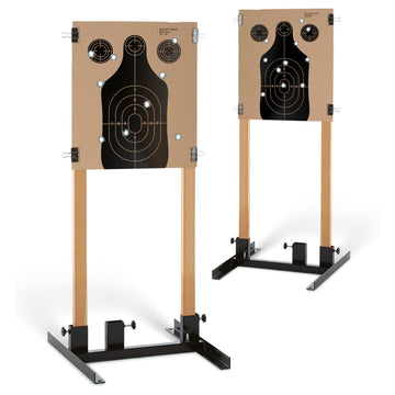 (2 Pack) Steel Target Stand Base for Paper Silhouette Shooting Targets by Modern Innovations – 2 Count, Alloy Steel, black, Pack of 2