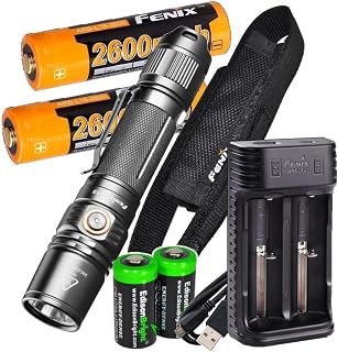 Fenix PD35 V2.0 1000 Lumen Tactical Flashlight with 2 X Rechargeable Batteries, are-X2 Charger and 2 X EdisonBright CR123A Batteries