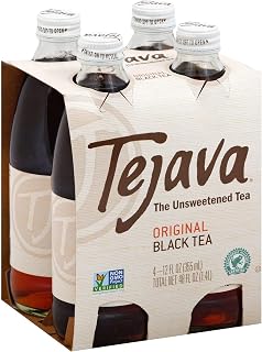 Tejava Original Unsweetened Black Iced Tea, 12 fl oz, Pack of 4