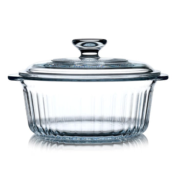Nutriups Round Glass Casserole, 1.6 Quart with Lid, Ear Handles