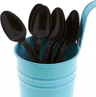 AmerCareRoyal Medium-Heavy Weight Unwrapped Disposable Polypropylene Plastic Teaspoons for Restaurants and Catering, Black, Pack of 1000