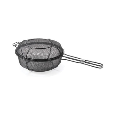 Outset QD77 Carbon Steel Grill Basket Skillet, 7" High, Black - Default Title