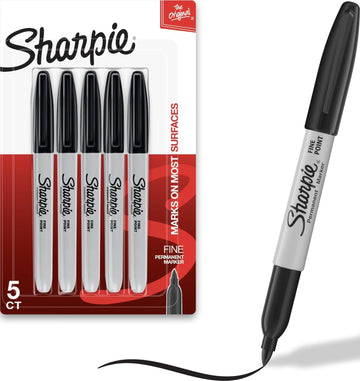 Permanent Markers by Sharpie – 5 Count (Pack of 1), Plastic, Black, Model 450253