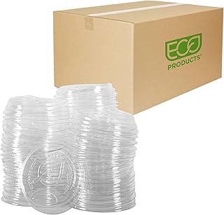 Eco-Products GreenStripe Compostable Paper Cup Sip Lids, Case of 1000, Fits 12-22oz Cups, Made from PLA Renewable Plant Based Plastic, ASTM Compliant, BPI-Certified