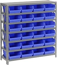 Global Industrial 7 Shelf Steel Shelving with (24) 4" H Plastic Shelf Bins