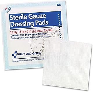 First Aid Only Sterile Gauze Dressing Pads - 12 Ply - 3 X 3 - 1each - White