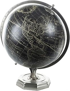 Vaugondy 1745 Silver Vinatge Round Stand Globe by Authentic Models - Home Office World Globe with Stand - Spinning Globe Featuring Legendary Cartographers - Desktop Globes for Adults