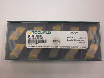 10pc) ToolFlo Top Notch Carbide Acme Threading Inserts NA 4R4 GP50C by Tool Flo – Carbide, Pack of 10, Model FLA 4R4 GP50