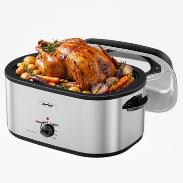 Sunvivi Electric Roaster Oven, 28 Quart Capacity, Silver
