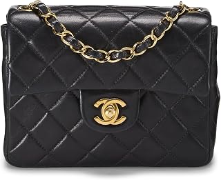 Chanel, Pre-loved Black Quilted Lambskin Half Flap Mini, Black