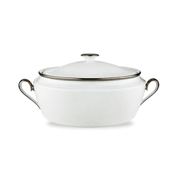 Solitaire White Covered Vegetable Bowl by Lenox – Covered Vegetable Bowl, 96 ounces, White Bone China, White, Model 6231245