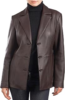Women Crystal Lambskin Leather Blazer Jacket