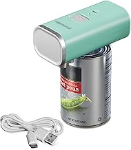 Proctor Silex Hands-Free Cordless USB Rechargeable Electric Can Opener | Automatic Shutoff | Self-Aligning | Smooth Touch Lid Edges | Compact & Easy to Store | Mint | 76504