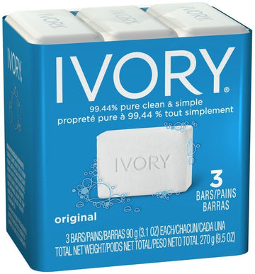 Bar Soap by Ivory – 3 Count (Pack of 12), Pack of 12, Model 12364