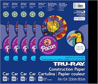 Tru-Ray Construction Paper, Black, 9" x 12", 50 Sheets Per Pack, 5 Packs