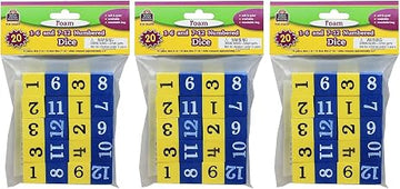 Teacher Created Resources Foam Numbered Dice (Numerals 1-12), 20 Per Pack, 3 Packs (TCR20609-3)