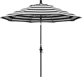 California Umbrella 9' Round Crank Lift, Collar Tilt, Aluminum Pole, Fiberglass Rib Patio Umbrella,