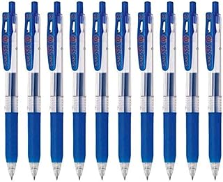 Zebra Technologies Zebra Sarasa Clip 0.3 Retractable Gel Ink Pen, Rubber Grip, 0.3mm, Blue Ink, Value Set of 10