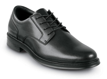 Men's Black Hallsboro MaxTrax Soft Toe Dress Shoe (7.5 EW) by SR Max – 7.5 X-Wide, Leather, Black
