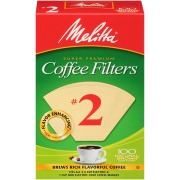 #2 Natural Brown Cone Coffee Filters 100 Count (2pack) by Melitta – 100 ct (Pack of 2), Paper, Brown, Pack of 2, Model 622752