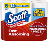 Kimberly Clark Double Rolls Scott Paper Towels - Choose-A-Sheet White - Pack of by KIMBERLY-CLARK PROFESSIONAL – 108 sheets per roll, Paper, Pack of 6, Model 147785