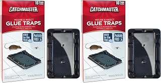 Catchmaster 16 Mouse & Insect Glue Traps, Heavy-Duty Pesticide-Free Sticky Mouse Traps Indoor for Home, Used by the PROs, Adhesive Rodent & Bug Catcher, Pest Control for House & Garage (Pack of 2)