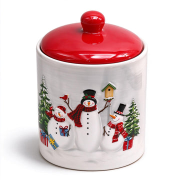 Aynaxcol Gnome Christmas Cookie Jar, Ceramic Storage Container, Multicolor