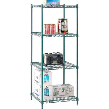 5 Tier Wire Shelving Starter Unit by Nexel – 5, Plastic, Green Epoxy, Model 21247G5
