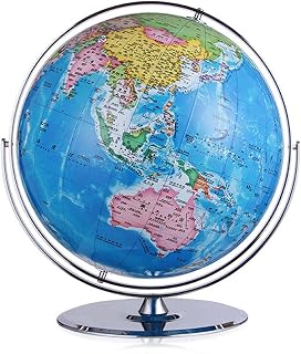 World Globe 16.5 Inch Desktop World Globe 720° Rotation Educational Globes of The World with Stand and Non-Slip Base Earth Globe for Kids Globes Decor