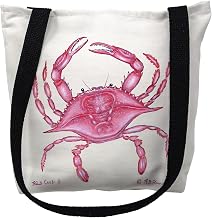 Betsy Drake TY102S 13 x 13 in. Pink Crab Small Tote Bag
