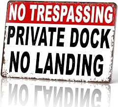 Private Dock No Trespassing Metal Sign 8x12 Inch for Lakeside Patio Decor