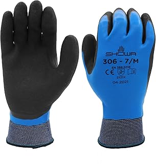 SHOWA 306 Double Coated Natural Latex General Purpose Work Glove with Nylon/Poly Liner, 13-Gauge, Large (1 Pair)