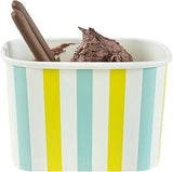 Coppetta 12 Ounce Dessert Cups, 50 Greaseproof Ice Cream Cups - Lids Sold Separately, For Hot And Cold Foods, Blue And Green Stripe Paper Yogurt Bowls, Disposable, Sturdy - Restaurantware