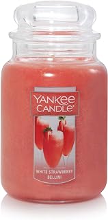 Yankee Candle Large Jar Candle|White Strawberry Bellini Scented Candle|Premium Paraffin Grade Candle Wax with up to 150 Hour Burn Time