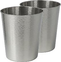 happimess Remi 2.1 Gal Textured Steel Wastebasket, Polished Steel, Set of 2