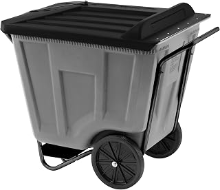 Akro-Mils 76461 30-1/2-Inch W by 48-Inch D by 33-1/2-Inch H 60 Gallon Akro-Cart Medium Duty Plastic Waste Transport Cart with Lid, Grey