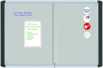 MasterVision MVI Enclosed Indoor Platinum Pure White Dry Erase Board, 67.3" x 45.7" x 0.7", Aluminum and Black Frame (VT770109630)