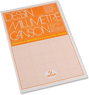 Canson A3 90 GSM Short Side Glued Pad Buff Print Millimetre Drawing Paper (Pack of 50 Sheets)