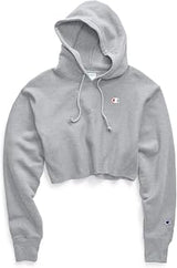 Champion Women's Reverse Weave Cropped Cut-Off Hoodie, Left Chest C
