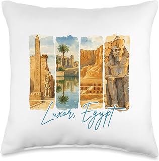 Luxor Egypt Traveling Trip Brushstroke Souvenir Vacation Throw Pillow