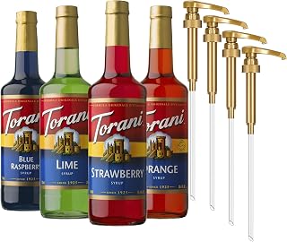 Torani Syrup, Soda Flavors 4-Pack, Pumps Included, 25.4 Fl Oz Ea