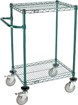 Nexel 2 Shelf Cart, Poly-Green, 24" L x 18" W x 40" H, Polyurethane Brake Casters