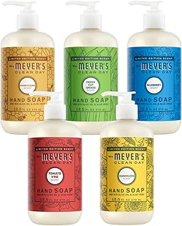 Mrs. MEYER'S Clean Day Liquid Hand Soap Variety Pack 12.5 Fl Oz Each, 1 CT (Fresh Cut Grass + Tomato Vine + Dandelion + Blueberry + Honeycomb)