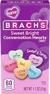 Brach's Valentines Sweet Bright Conversation Hearts, Hard Candy, 1.1 oz Box